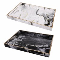 R16 Home 43296 Black & White Decorative Trays - Set of 2