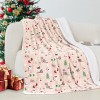 Elegant Comfort Christmas Sherpa Throw with Flannel Fleece 50 x 60 inches 50 x60 QFC