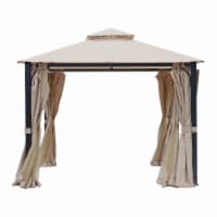 Kumo Garden Gazebo Polyester Fabric 10' x 10' Patio Gazebo Canopy with Mosquito Netting