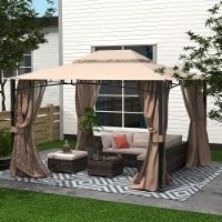 Kumo Patio Gazebo with Mosquito Netting Outdoor Gazbeo Canopy 10x12, Sand