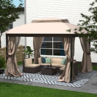 Kumo Gazebo with Mosquito Netting Outdoor Gazbeo Canopy 10x12 Double Roof Vented, Sand