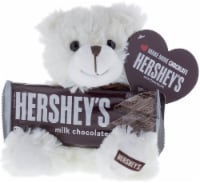 Hershey's Milk Chocolate Bar Valentine Candy with White Plush Bear Perspective: Main