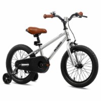 Petimini 16 In BMX Style Kids Bike w/ Training Wheels for 4-7 Years Old, Silver