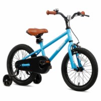 Petimini 16 Inch BMX Style Kids Bike w/ Training Wheels for 4-7 Years Old, Blue