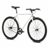 AVASTA 700C 54 In Single Speed Loop Fixed Gear Urban Commuter Fixie Bike, White