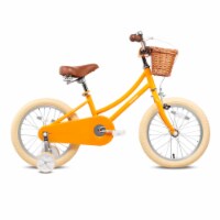 Petimini 18 Inch Child Bicycle with Basket, Bell, and Training Wheels, Yellow