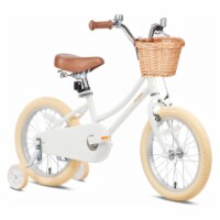 Petimini 16 Inch Child Bicycle with Basket, Bell, and Training Wheels, White