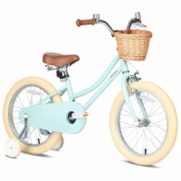 Petimini 16 Inch Child Bicycle with Basket, Bell, and Training Wheels, Mint