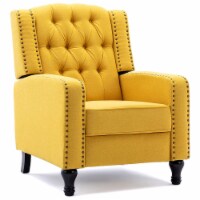 Vicluke Mid Century Modern Tufted Push Back Recliner w/ Traditional Legs, Yellow