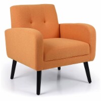 Vicluke Tufted Linen Upholstered Accent Reading Chair w/ Solid Wood Legs, Orange