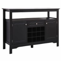 MELLCOM Modern Wooden Buffet Cabinet with Drawer and 12 Bottle Wine Rack, Black