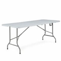 JOMEED 6 Foot Portable Plastic Folding Multipurpose Utility Picnic Table, White
