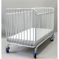 L A BABY 86 L. A.baby full size commercial grade folding metal crib- White