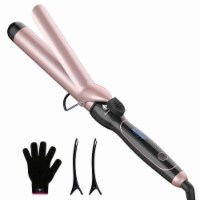 Curling Iron Instant Heat with Extra Smooth Tourmaline Ceramic Coating Glove Included Rose