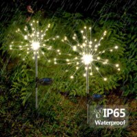 2Pack 150LED Garden Firework Lights 50 Copper Wires String Landscape Lamp Warm White 105LED