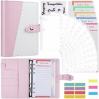 Pink Money Organizer for Cash with 12pcs Clear Pockets & 24pcs Budget Sheets Budget Planner