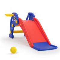3 in 1 Kids Climber and Slide, Toddler Play Set with Basketball Hoop and Ball, Indoor Outdoor