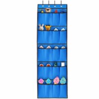 Over the Door Shoes Rack 20-Pocket Organizer 5-Layer Hanging Storage Shelf Blue