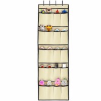 Over the Door Shoes Rack 20-Pocket Organizer 5-Layer Hanging Storage Shelf Beige