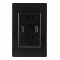 USB Wall Outlet Dual 2.4A USB Wall Charger High Speed Duplex Wall Socket US Standard Black