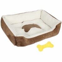 Pet Dog Bed Soft Warm Fleece Puppy Cat Bed Dog Cozy Nest Sofa Bed Cushion Mat S Size Brown