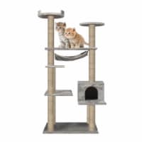 55.1  Multi-Scratcher Scratching Post Cat Tree – Grey