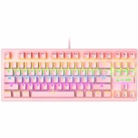Mechanical Gaming Keyboard Type C LED Backlit Wired 88 Key for PC Laptop MAC Pink
