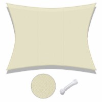 High Quality Polyester Fabric 10x13ft Rectangle Sun Shade Sail With 4 Ropes Beige