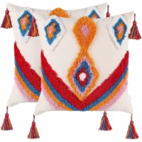 Boho Tufted Pillow Cover 18 x 18 Inches Throw Pillowcase Handmade Colorful Decorative Cushion