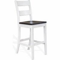 Sunny Designs Carriage House 30  Wood Ladderback Barstool in White/Dark Brown