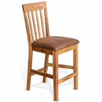 Sunny Designs Sedona 24  Wood Slatback Barstool with Cushion Seat in Rustic Oak