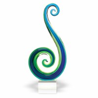 Marina Murano Style  Blue & Green Centerpiece On Base H14 In