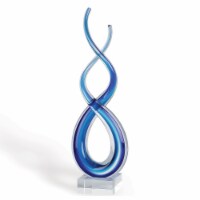 Touch Of The Blues Murano Style Art Glass Centerpiece On Crystal Base  H9