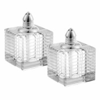 Pinstripes Platinum Handmade Lead Free Crystal Pair Of Salt  & Pepper Shakers - H2.75