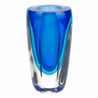 Azure Murano Style Art Glass 6   Vase
