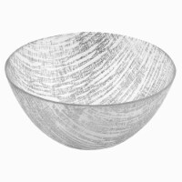 Secret Treasure Handcrafted  Silver  Accent Glass Salad Or Serving Bowl D8.75