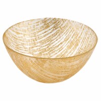 Secret Treasure Handcrafted Gold Accent Glass Salad Or Serving Bowl D 11