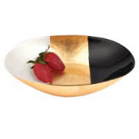 Oval Gold, Black And White 12 X 8 Glass Fruit Or Salad Bowl