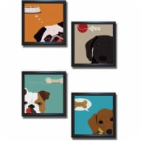 Peek a Boo Dog Collection by Yuko Lau Premium Black Framed Canvas Wall Art Set - 4 Piece