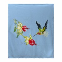 50 x 60 in. Betsys Hummingbird on Blue Fleece Blanket