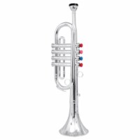 Metallic Silver Kids Trumpet Horn Wind Instrument with 4 Colored Keys