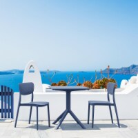 Lucy Outdoor Bistro Set with 31 in. Table Top  Dark Grey - 3 Piece