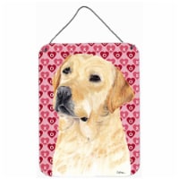 12 x 16 in. Labrador Yellow Hearts Love And Valentines Day Aluminum Metal Wall & Door Hanging