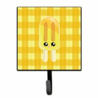 Ice Pop Popsicle Face Gingham Yellow Leash or Key Holder Perspective: Main