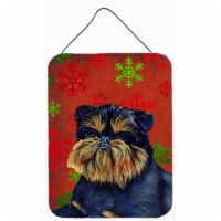 12 x 16 in. Brussels Griffon Red Snowflakes Holiday Christmas Aluminum Metal Wall & Door Hang