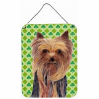 12 x 16 in. Yorkie St. Patricks Day Shamrock Wall Or Door Hanging Print