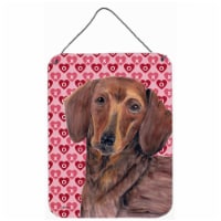 12 x 16 in. Dachshund Hearts Love And Valentines Day Portrait Aluminum Metal Wall & Door Hang