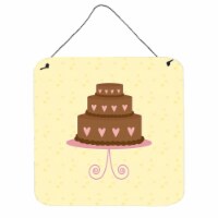 3 Tier Heart Chocolate Cake on Yellow Wall or Door Hanging Prints