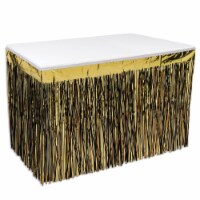 30 x 14 in. Pkgd 2-Ply Metallic Table Skirting, Black & Gold