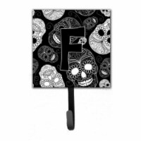 Letter F Day Of The Dead Skulls Black Leash & Key Holder